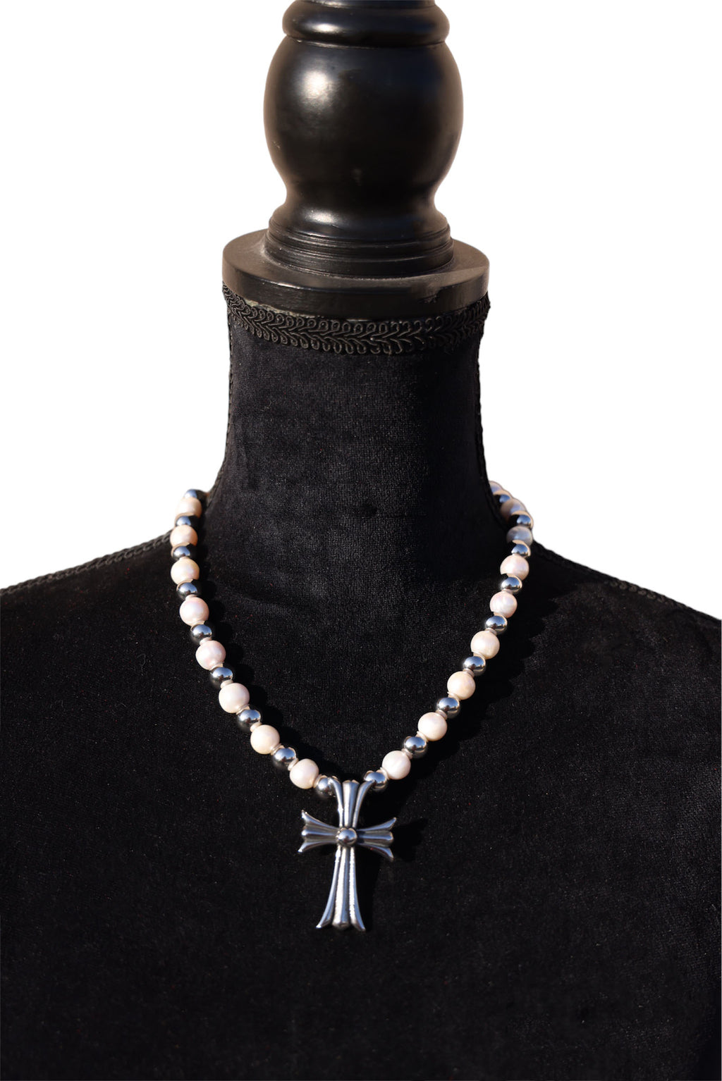 Silver Pearl Cross