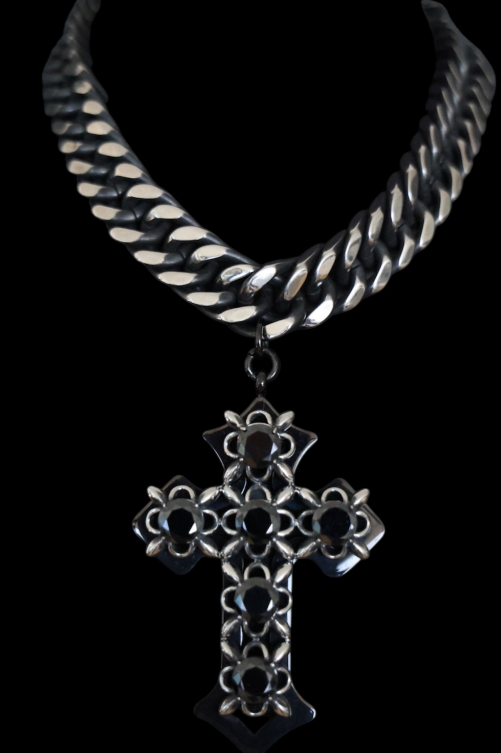 "Black Ice" Big Cross Chain