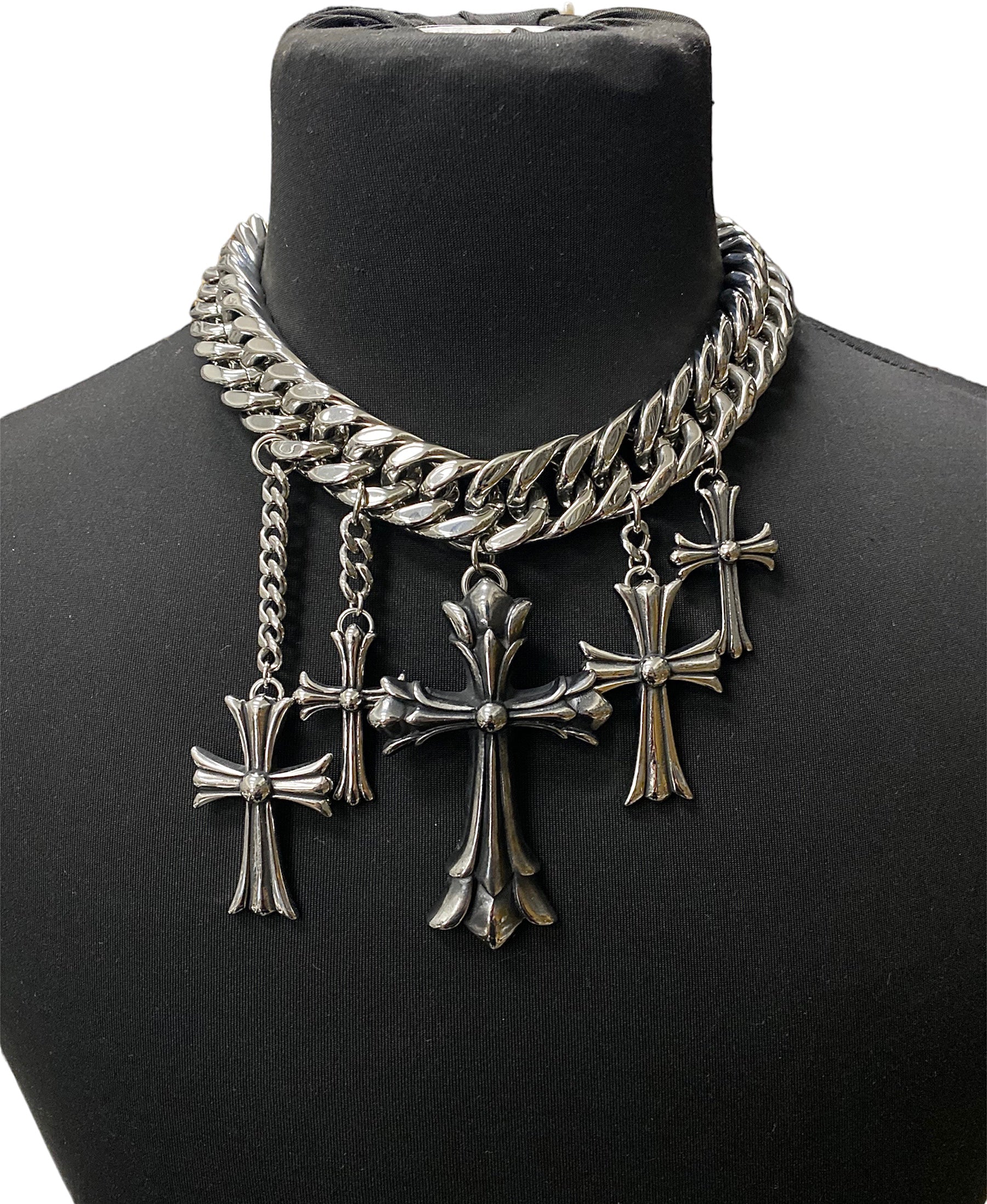 Multi cross hot sale choker necklace