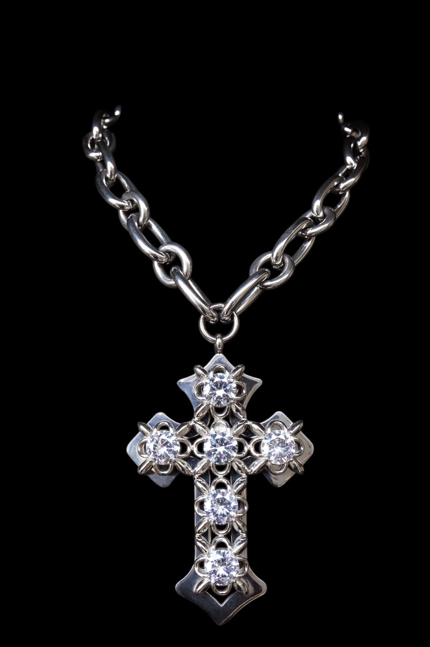 Big Crystal Cross Choker